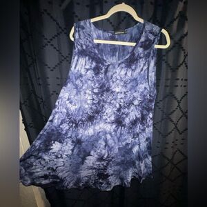 Blue Tie-Dye Sleeveless Top